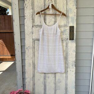 Vintage Veronica De Laurentiis Lacey White Mini Dress (Large)